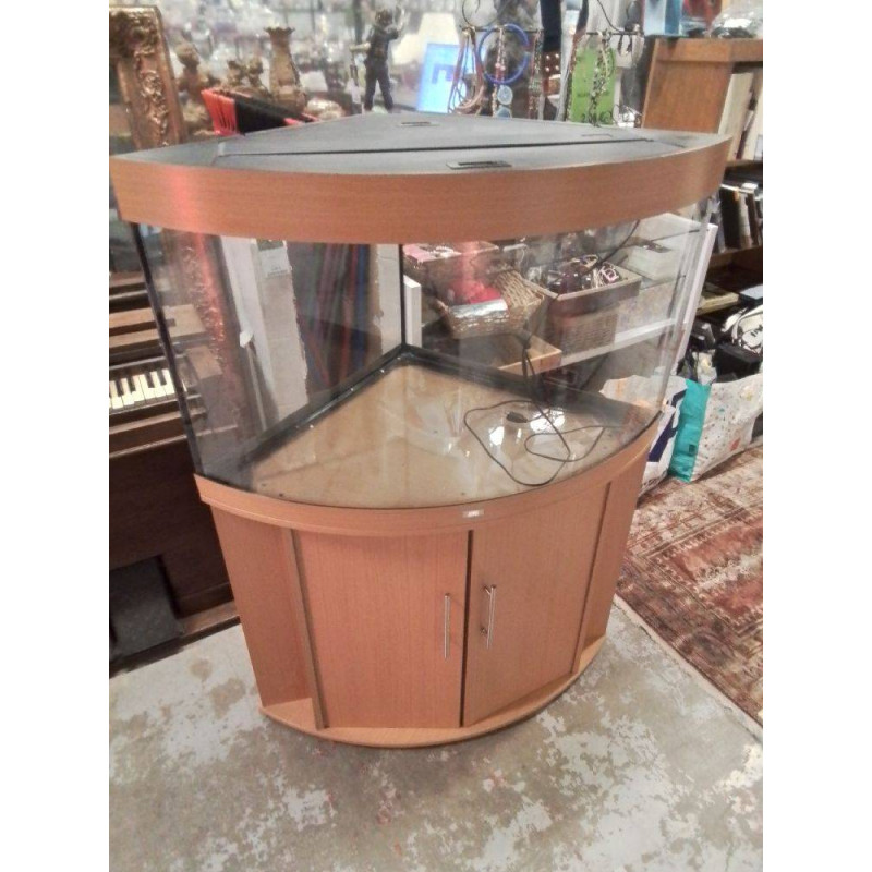 MEUBLE D’ANGLE + AQUARIUM AVEC ACCESOIRES 