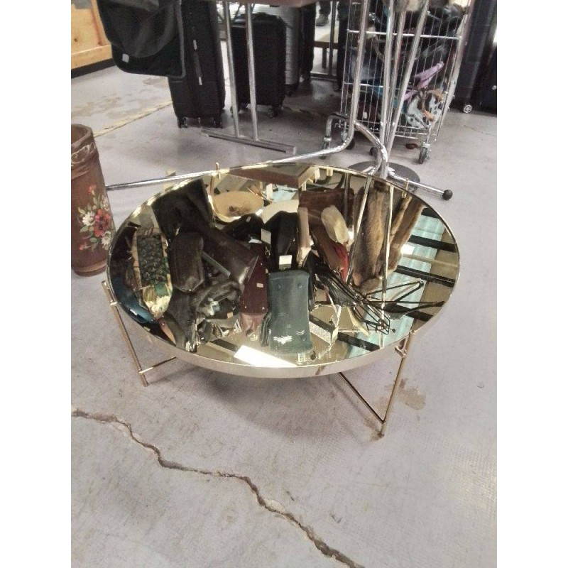 TABLE BASSE RONDE MODERNE PLATEAU VERRE 