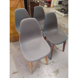 LOT DE 4 CHAISES GRISE 
