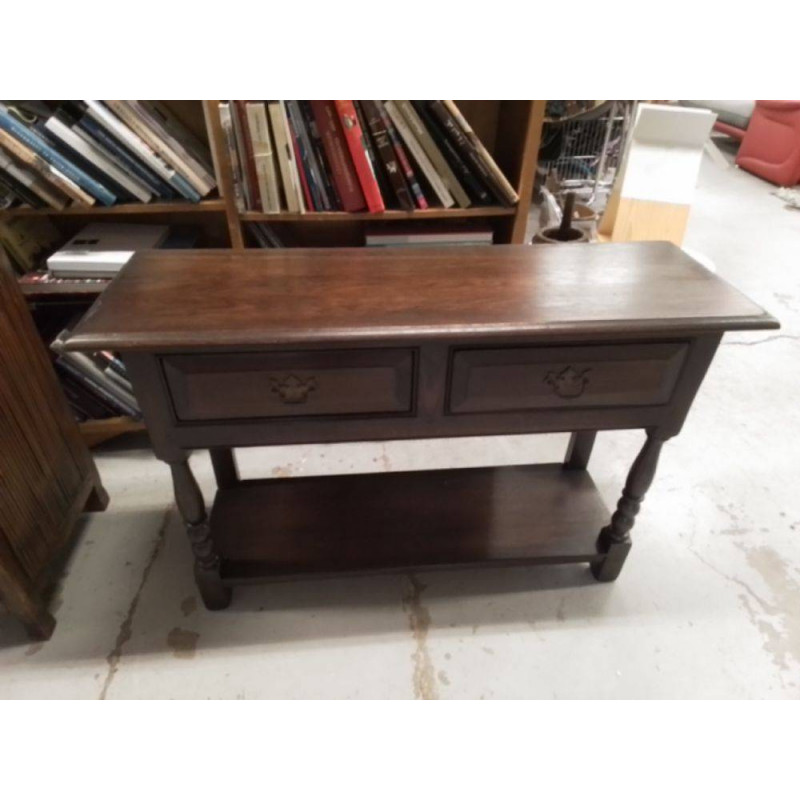 CONSOLE BOIS MASSIF 2 TIROIRS 