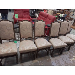 LOT DE 6 CHAISES TISSU A...