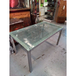 TABLE PLATEAU VERRE CRAQUELÉ