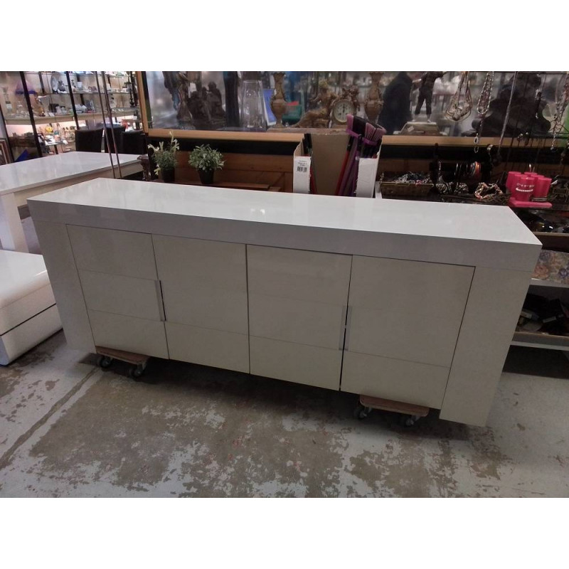 BUFFET BAS LAQUÉ BLANC 4 PORTES 