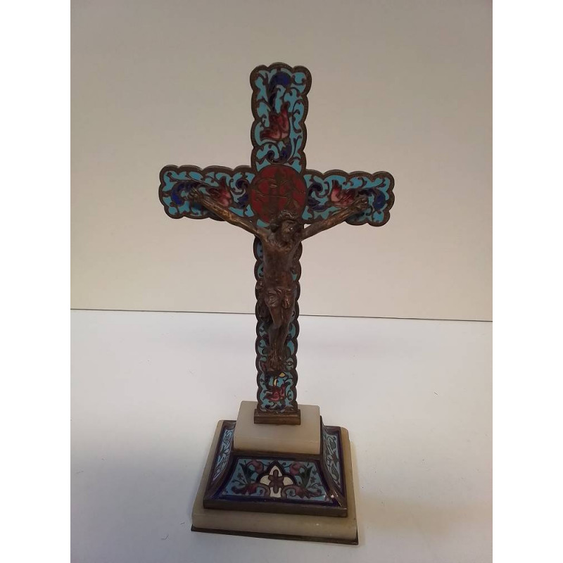 CRUCIFIX BRONZE ÉMAILLÉE 