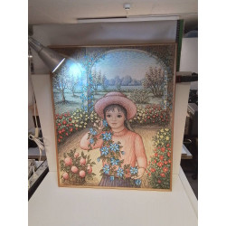 HUILE SUR TOILE FILLETTE AU...