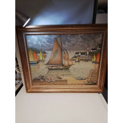 HUILE SUR TOILE BORD DE MER