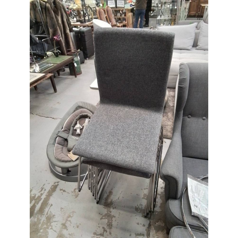 LOT DE 6 CHAISES MODERNES TISSUS GRIS