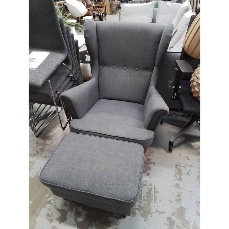 FAUTEUIL GRIS AVEC REPOSE PIED 