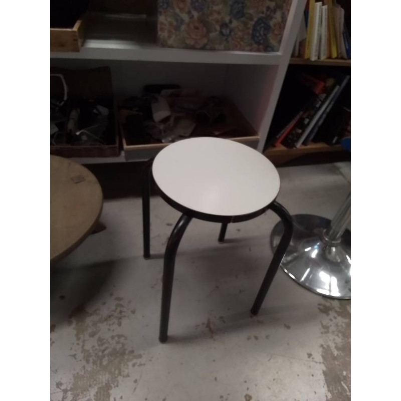 TABOURET BLANC ET NOIR VINTAGE 