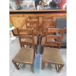 LOT 6 CHAISES BOIS DESSUS...