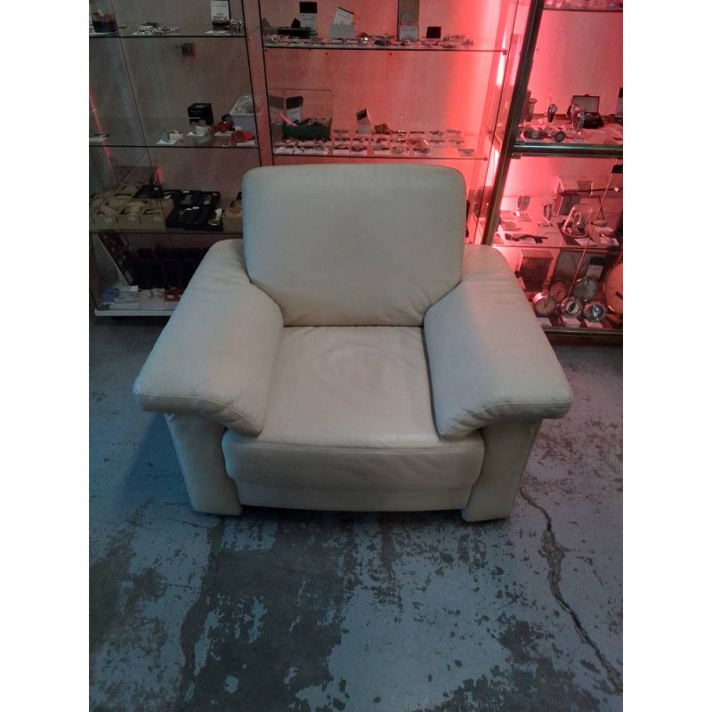 FAUTEUIL CUIR BEIGE 