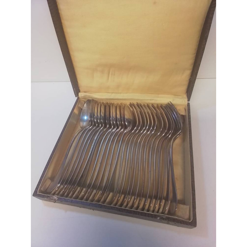 COFFRET COUVERTS METAL ARGENTÉ 