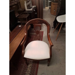 FAUTEUIL BOIS TISSUS BLANC