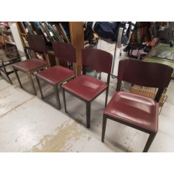 LOT DE 4 CHAISES CUIR...