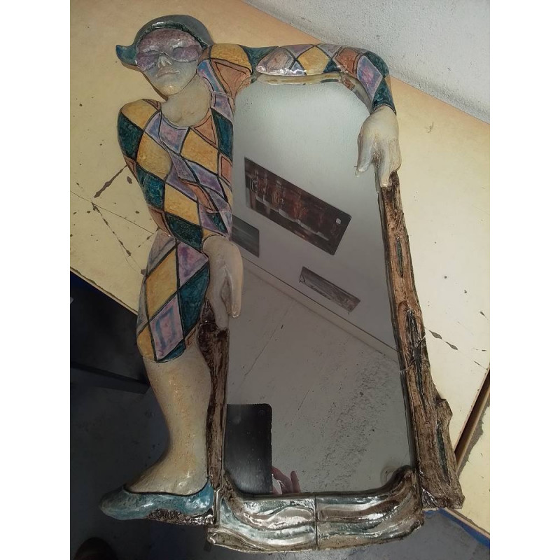 MIROIR ARLEQUIN EN CÉRAMIQUE SIGNÉE 