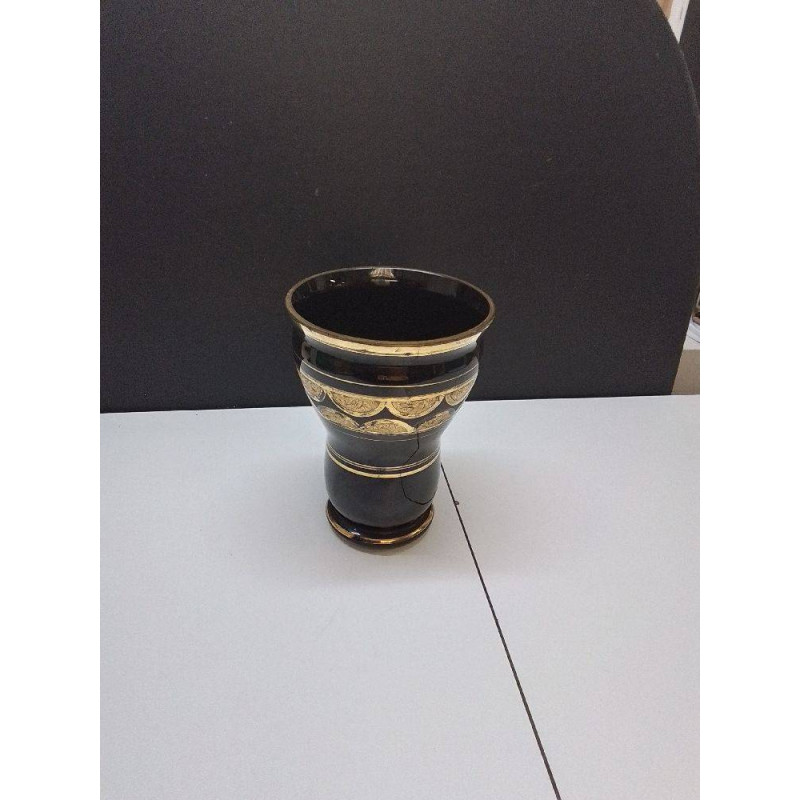 VASE VERRE ANCIEN BORD DORE
