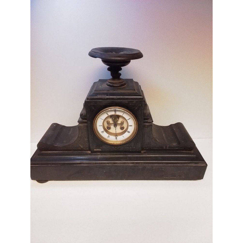 HORLOGE DE CHEMINÉE MARBRE EN L\'ÉTAT 