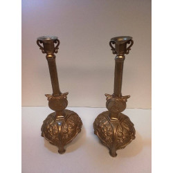 PAIRE DE CHANDELIERS DORÉ 