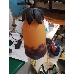 LUSTRE PATE DE VERRE SIGNÉ MULLER FRERES UNE TULIPE EN L ETAT 