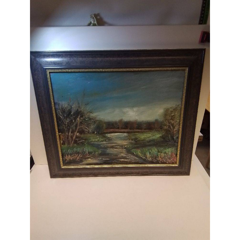 HUILE SUR PANNEAU RUISSEAU 