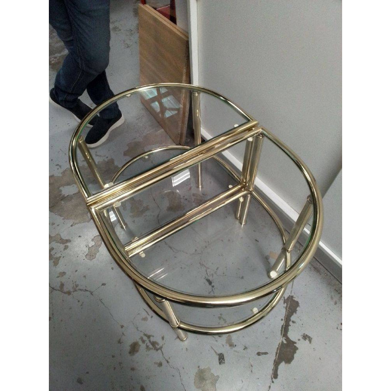 TABLE DE CHEVET BOUT DE CANAPÉ METAL ET VERRE 