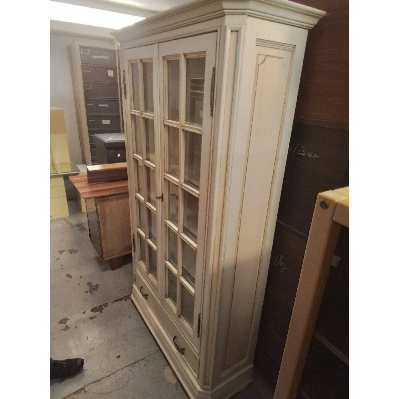 VITRINE BLANCHE 2 PORTES 1 TIROIRS