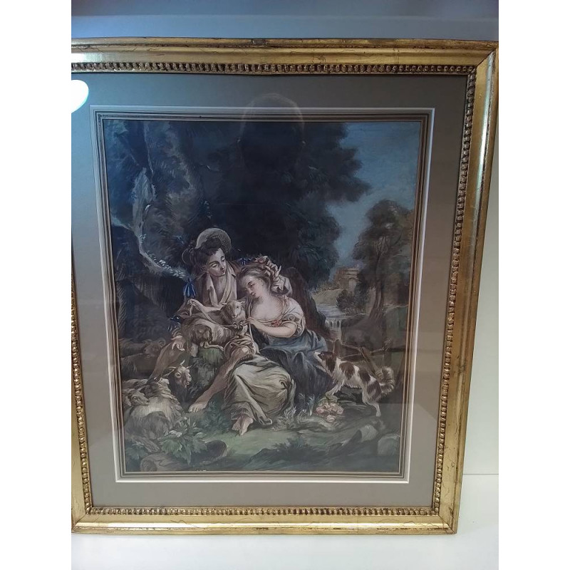 AQUARELLE D\'APRÈS FRANCOIS BOUCHER ANCIENNE 