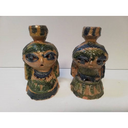 LOT DE BOUGEOIRS TERRE CUITE 