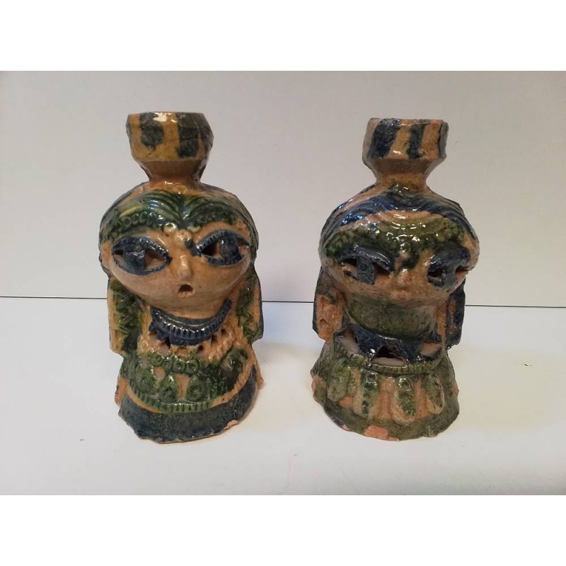 LOT DE BOUGEOIRS TERRE CUITE 