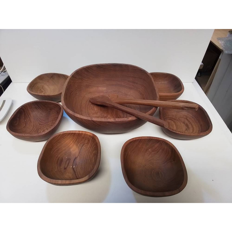 SERVICE A SALADE EN TECK 