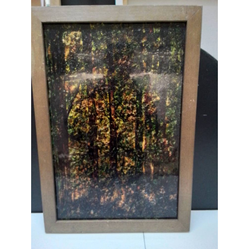 PEINTURE SUR VERRE SCENE FORESTIERE 
