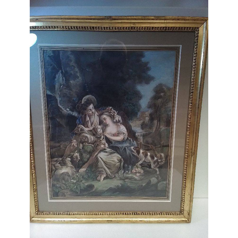 AQUARELLE D\'APRÈS FRANCOIS BOUCHER ANCIENNE 