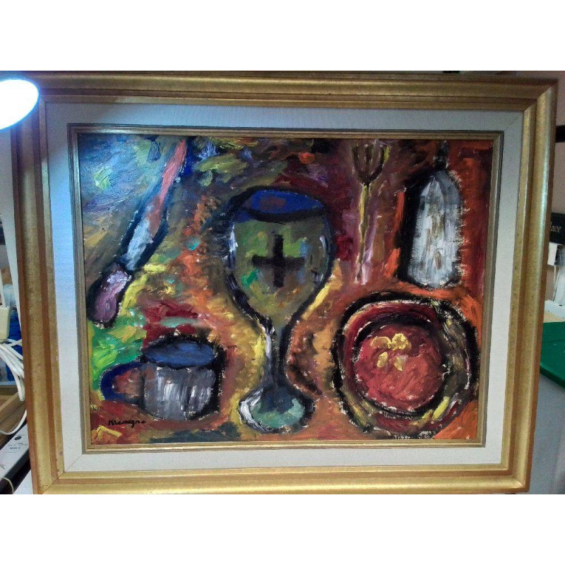 HUILE SUR PANNEAU SIGNÉE PINCHUS KREMEGNE 