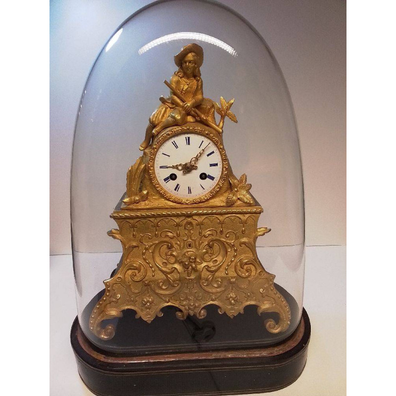 PENDULE BRONZE 19 EME EN ÉTAT DE MARCHE 