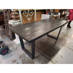 TABLE BOIS MASSIF PIED METAL 