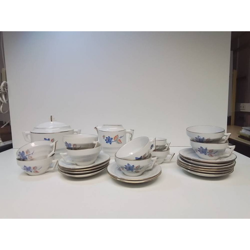 SERVICE A CAFE PORCELAINE FILET DORÉ 