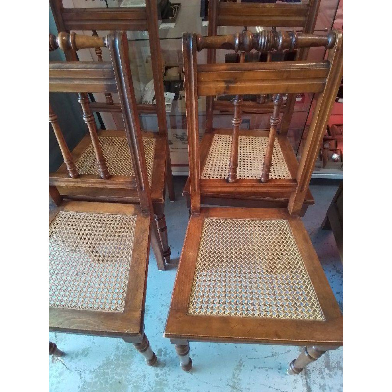 LOT DE 4 CHAISES ASSISES CANNAGE