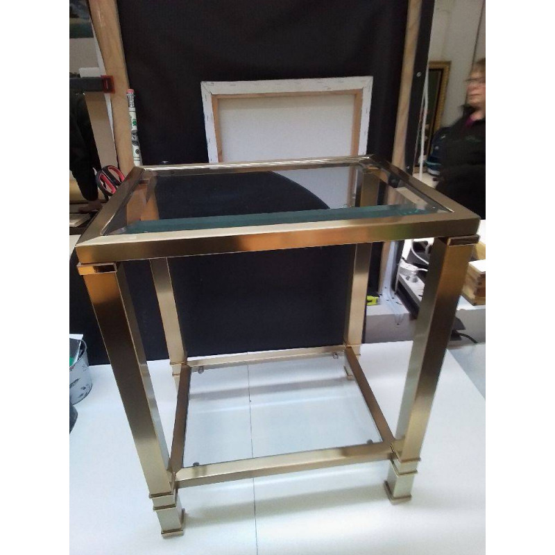 BOUT DE CANAPÉ LAITON ET VERRE 