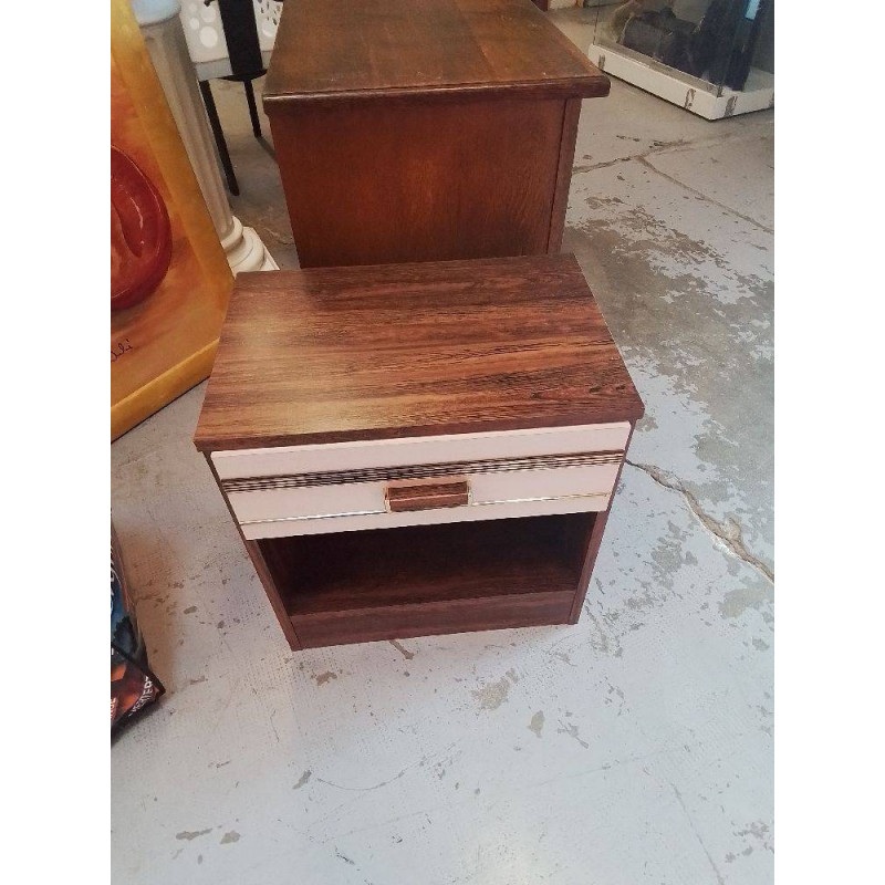 CHEVET MODERNE 1 TIROIRS EFFET BOIS ET BLANC