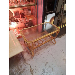 TABLE BASSE VERRE ET BAMBOU 