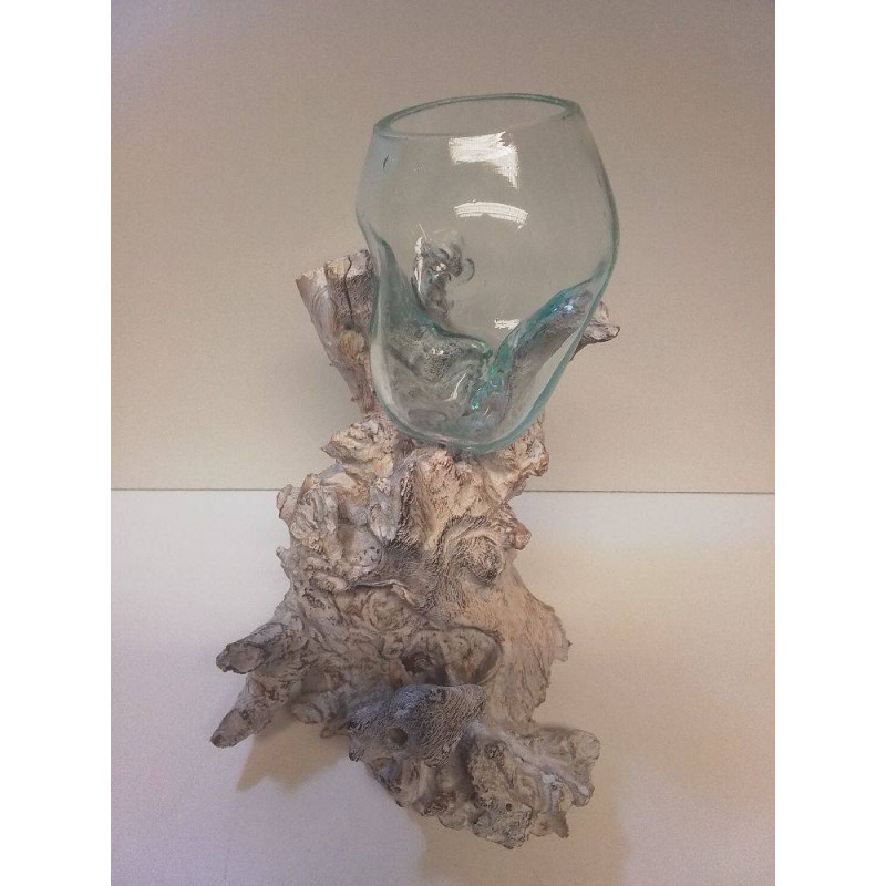 VASE VERRE ET BOIS 