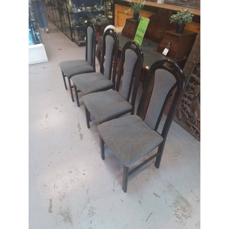 LOT 4 CHAISES NOIR TISSUS GRIS 