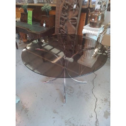 TABLE RONDE VERRE FUMÉ PIED...