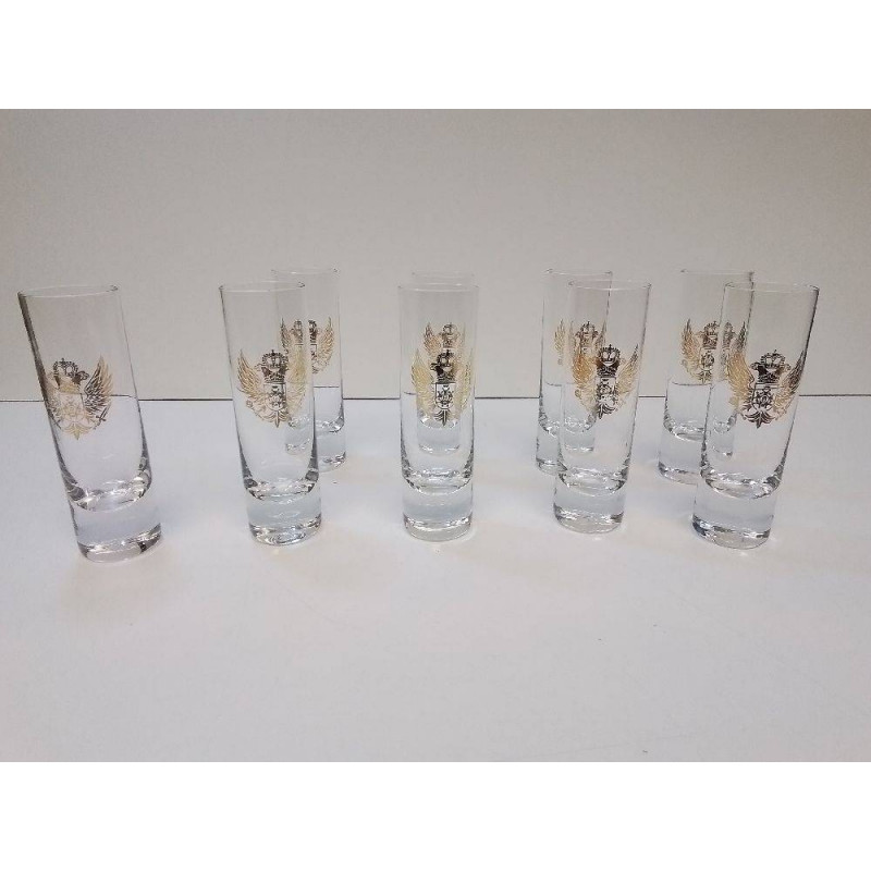 LOT DE VERRES BLASON DORÉ 