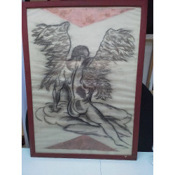 TABLEAU FUSAIN SIGNÉ MOTIF...