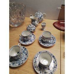 SERVICE A CAFE BLEU ET BLANC