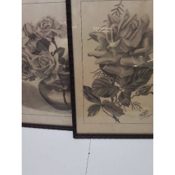 CADRE DECOR FLEURS SIGNEE 