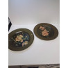 LOT ASSIETTES METAL DECO FLEURS