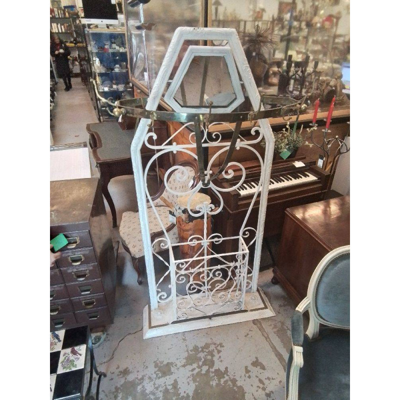 VESTIAIRE FER FORGÉ ET LAITON STYLE ART DECO AVEC MIROIR