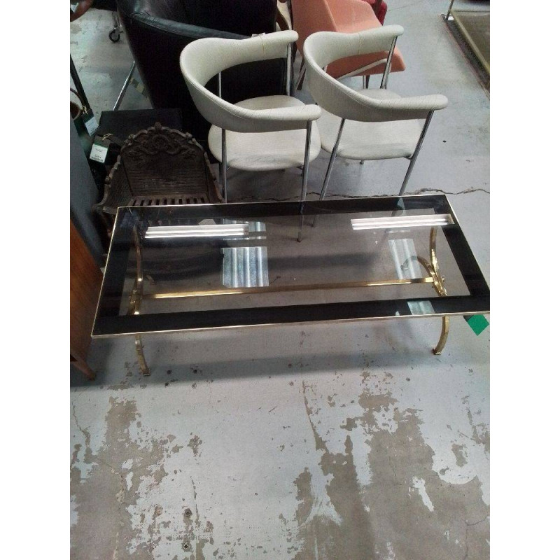 TABLE BASSE LAITON ET VERRE 